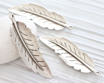 Leaf pendant silver, leaf, large silver pendant, rustic leaf, focal vertical pendant, natural, necklace flat leaf pendant, silver leaf