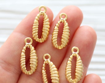 5pc cowrie shell earrings pendant, shell pendant gold, shell earrings charm, seashells, sea pendant, seashell charm, shells for jewelry