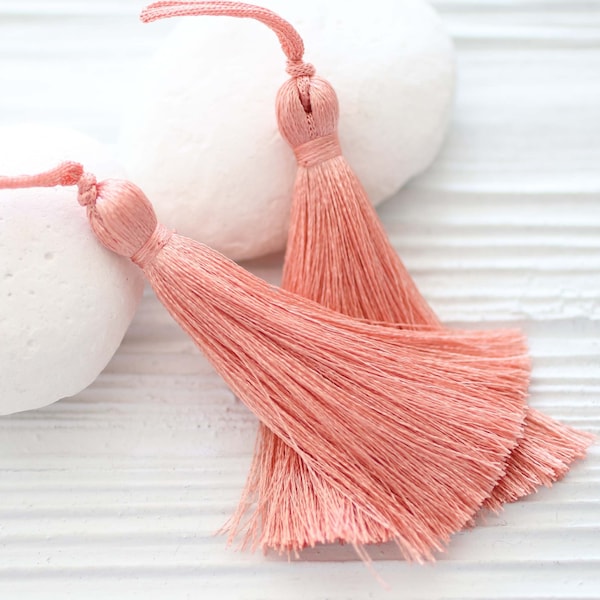 Blush silk tassel, peach silk tassel, necklace tassel, coral tassel, decorative tassels, keychain, jewelry tassels, blush pink tassel, N69