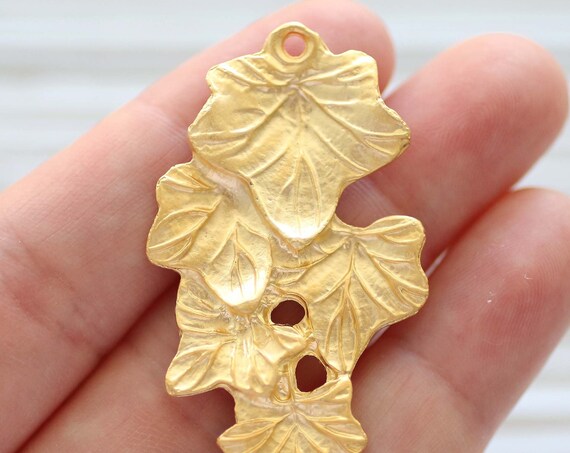 Branch pendant, leaf earrings charm gold, earrings pendant, tree leaf pendant gold, leaf charms, branch charm, natural findings