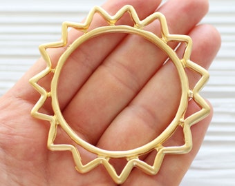 Sun pendant gold, celestial pendant gold, ancient sun pendant, large tribal sun pendant, sunburst pendant, celestial sun connector