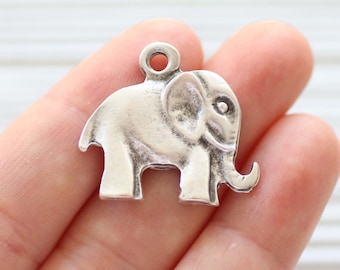 Elephant pendant silver, animal pendant, silver elephant necklace findings, earrings, necklace, bracelet charm, elephant charm silver