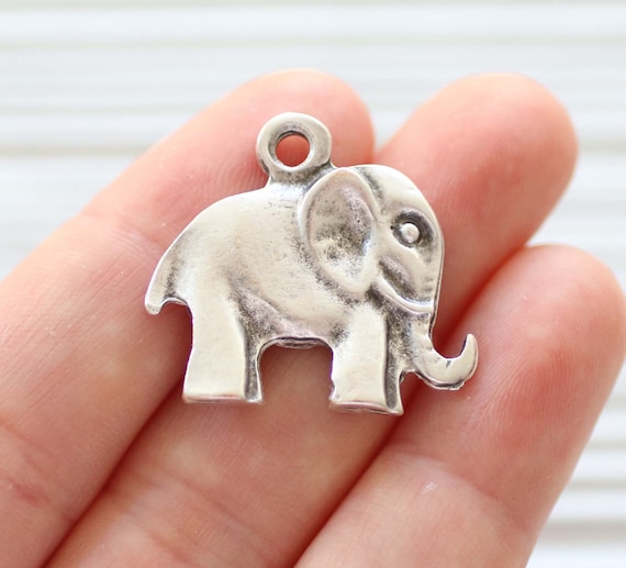 Elephant pendant silver, animal pendant, silver elephant necklace findings, earrings, necklace, bracelet charm, elephant charm silver