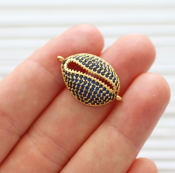 Pave shell charm, pave shell pendant connector, rhinestone seashell dangle, rhinestone pave beads, earrings charm, pave necklace sea charm