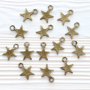 10pc antique gold star charm, earring charms, antique star beads, bracelet charms, metal earring beads, star pendant, mini stars, dangles