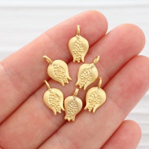 10pc pomegranate charm, gold pomegranate, dangle charms, earring charms, fruit charms, gold dangle charms, mini charms, bracelet charms