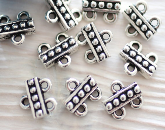 4pc antique silver connector, multi strand connector, necklace connectors, silver connectors, silver links, end bars, metal beads,TierraCast