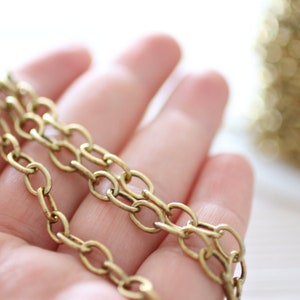 8x5 mm brass antique gold cable chain, brass chain, antique chain, gold chain, cable chain, brass necklace chain, foot chain, jewelry chain