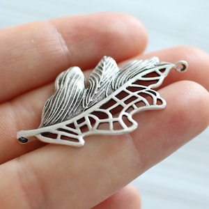 Silver filigree leaf connector pendant, silver leaf, large silver connectors, leaf, filigree leaf, silver leaf pendant, filigree findings