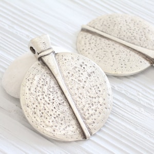 Silver tribal pendant, silver medallion, boho pendant, large pendants, large medallion, round pendant, rustic pendant, large medallion