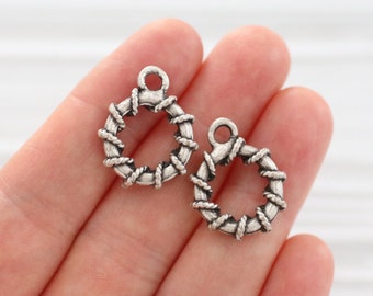 Silver spiral pendant hammered round pendant replica ancient writing findings,circle loop rustic pendant earrings dangle tribal pendant