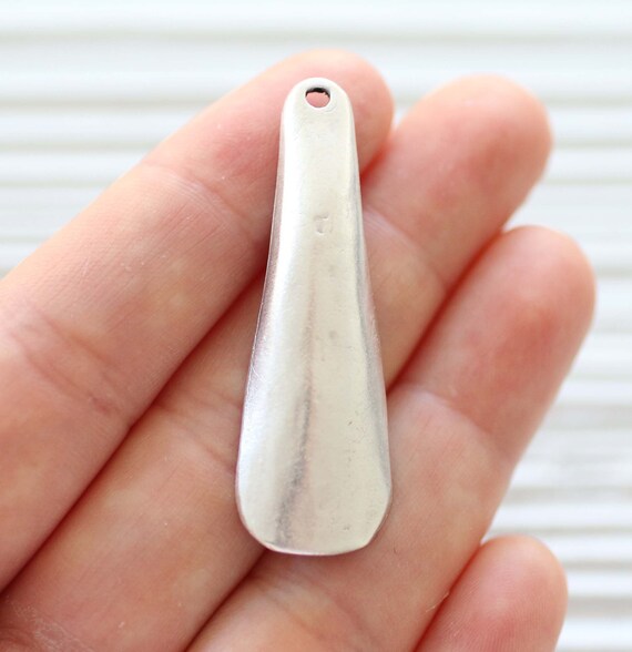 Drop charm silver, tear drop pendant charm, earrings drop charm, necklace charms silver, contemporary teardrop rustic charms