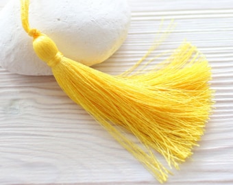 Silk tassel, yellow tassel, large tassels, neon tassel, tassel, hand made tassels, decorative tassels, yellow silk tassel, thread tassel, N5