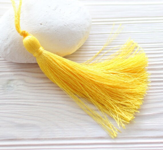 Silk tassel, yellow tassel, large tassels, neon tassel, tassel, hand made tassels, decorative tassels, yellow silk tassel, thread tassel, N5