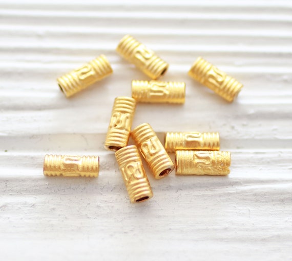 10pc matte gold rondelle beads, gold heishi beads, necklace beads gold, metal spacer beads, bead spacers, bracelet beads