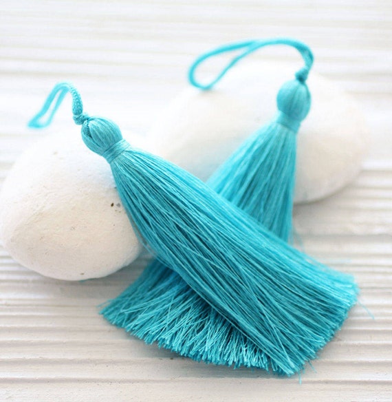 Aqua turquoise silk tassel, sky blue, mala tassel, silk tassel, jewelry tassels, silk thread tassel, blue tassel, large long silk tassel,N42