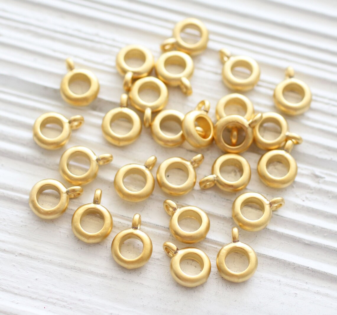 5pc matte gold round charm bail pendant bails gold spacer Etsy