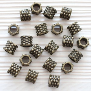 5pc antique gold tube beads, large hole beads, bracelet beads, antique spacers, rondelle, barrel beads, large beads, tribal rustic beads