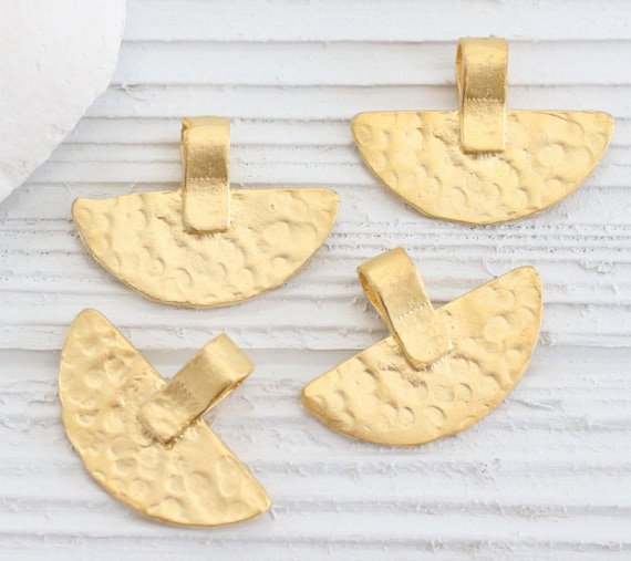 4pc large hole gold pendant, gold charms, hammered metal, earrings charms, earring pendant, gold beads, tribal charms, earring dangle