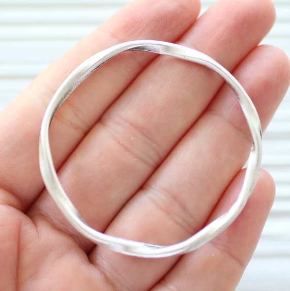 Twisted circle pendant silver, ring connector pendant, earrings hoops silver, silver connectors, twist jewelry links, large twisted loop