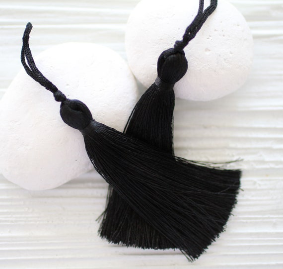 Black silk tassel, thick tassel, large tassels, silk tassel, jewelry tassels, tassel, handmade,mala tassel, decorative, black tassel, N8