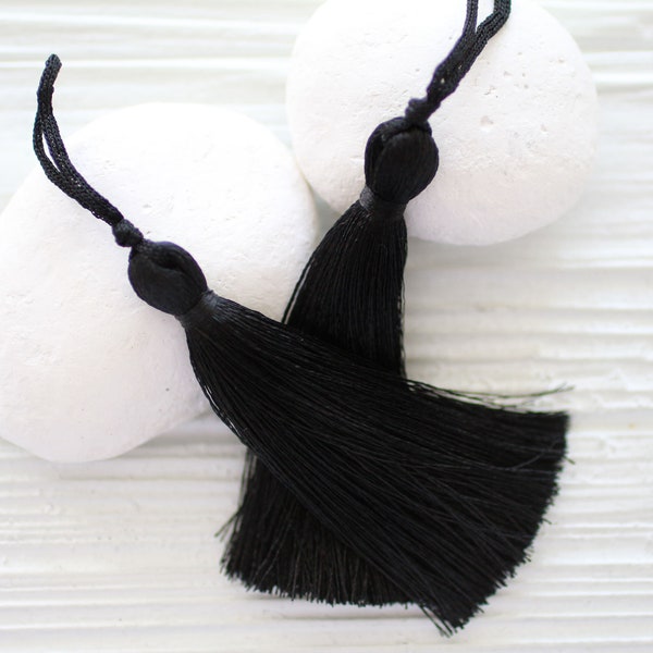 Black silk tassel, thick tassel, large tassels, silk tassel, jewelry tassels, tassel, handmade,mala tassel, decorative, black tassel, N8