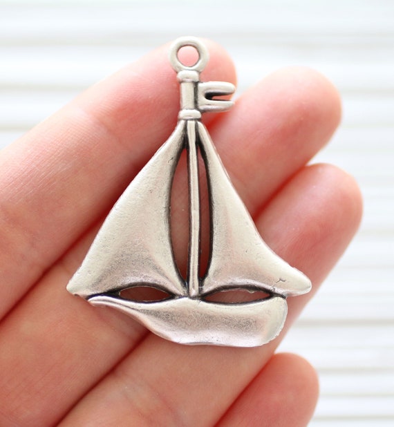 Sailing pendant, sea pendant silver, sailing vessel, sailing jewelry findings, sail boat pendant, sea findings, sea charms, sailing charms
