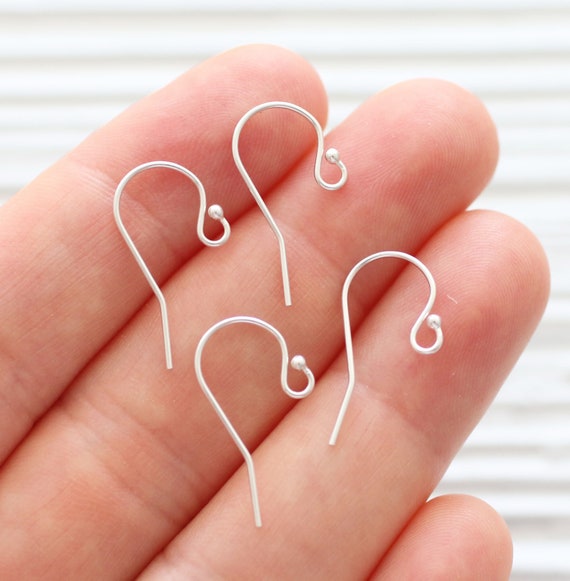 2pc - .925 silver filled earring wires, ball end ear wires, 1 pair, silver filled earrings wire back, silver french hook earring wire