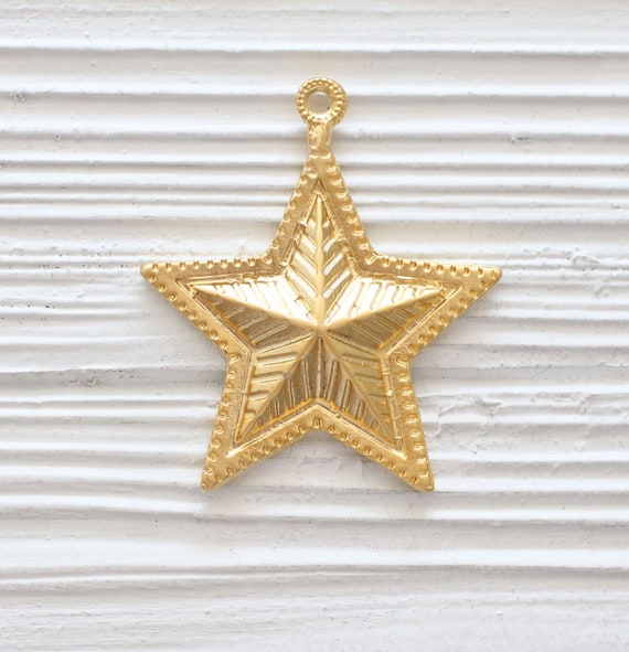 Star pendant gold, hammered star pendant, gold pendants, star, pendant, large star pendant gold, star pendant dangle, textured findings