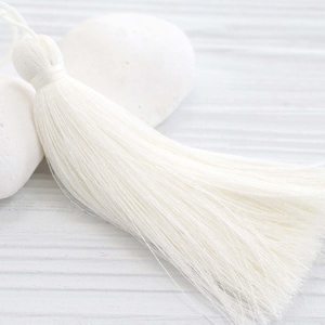 Ivory silk tassel, cream, off white, extra thick tassel, jewelry tassels, mala tassel, decorative tassels, purse tassel, pillow tassel, N2