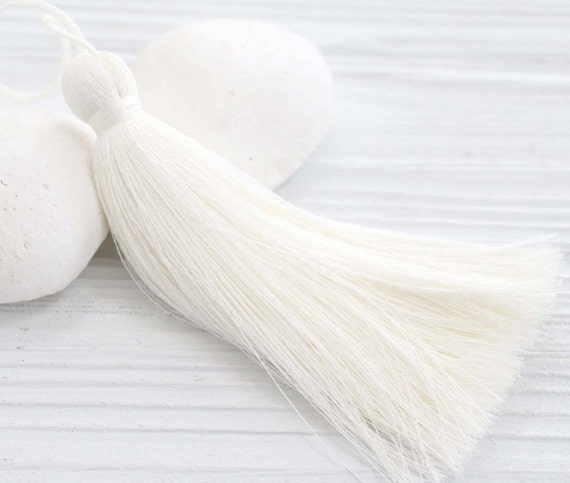 Ivory silk tassel, cream, off white, extra thick tassel, jewelry tassels, mala tassel, decorative tassels, purse tassel, pillow tassel, N2