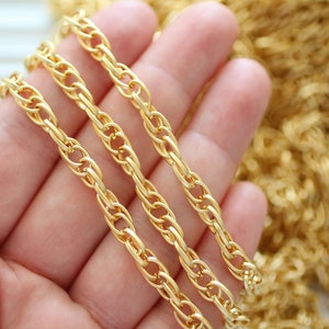 3.3 feet 7mm cable chain, 24K gold plated cable chain, gold chain, matte gold large link chain, necklace chain, bracelet jewelry chain, LC3 image 2