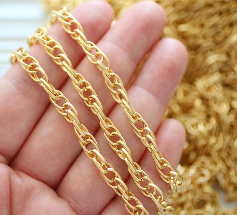 3.3 feet 7mm cable chain, 24K gold plated cable chain, gold chain, matte gold large link chain, necklace chain, bracelet jewelry chain, LC3 image 2