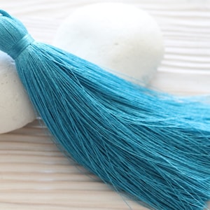 Turquoise silk tassel, extra large tassels, thick silk tassel, tassels for jewelry, thread tassel, handmade, decorative, blue tassel, N28