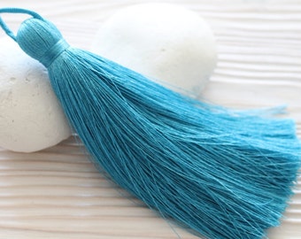 Turquoise silk tassel, extra large tassels, thick silk tassel, tassels for jewelry, thread tassel, handmade, decorative, blue tassel, N28