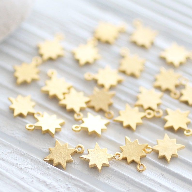 10pc gold star charm, bracelet charms, necklace charm, mini star pendant, gold star beads, earring charms, earrings dangle, celestial image 3