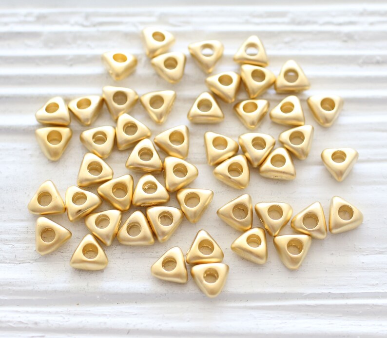 10pc organic shaped gold rondelle beads matte gold beads large hole beads gold heishi beads triangle beads metal spacer beads