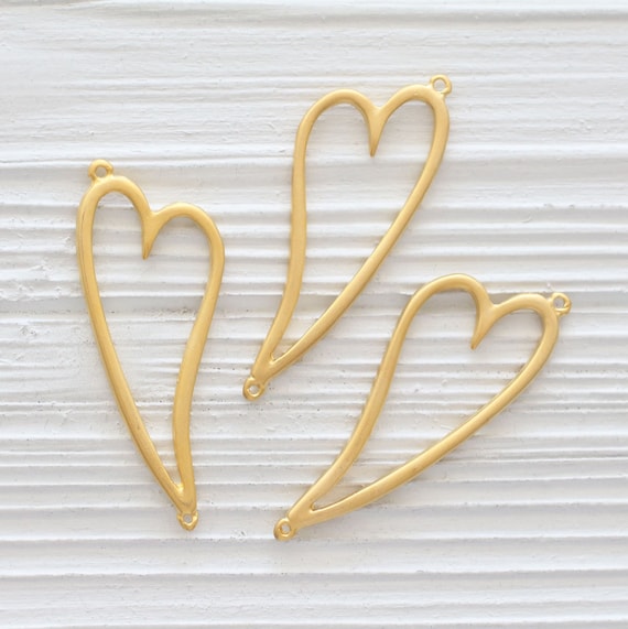 Gold heart connector, large heart pendant, gold heart, Valentines day, gold pendant, love pendant, valentines day gift, heart