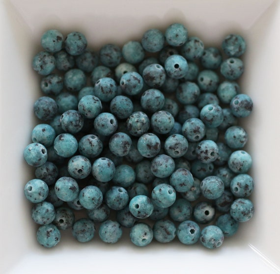 50pc, 6mm teal jade beads, teal gemstone beads, semi precious gemstones, loose gemstones, necklace beads, bracelet beads, marbled