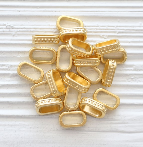 8pc textured beads, rondelle beads gold, large rondelle beads metal, rectangle heishi beads, necklace spacer beads, large hole beads, TR1