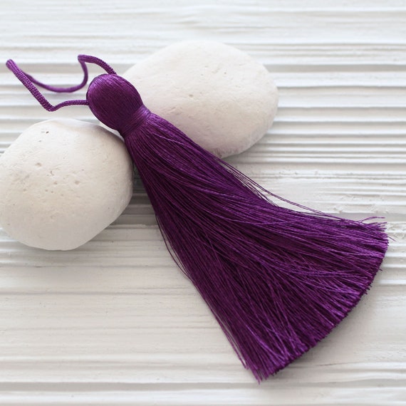 Purple silk tassel, extra large tassels, tassels for jewelry, silk tassel, decorative, jewelry tassels, thick tassels, plum, N63