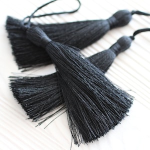 May include: Two black tassel trim pieces with long strands of fringe.