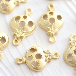 10pc gold pomegranate charm, connector gold, earring charms, pomegranate, fruit charms, dangles, bracelet connector, matte gold, cut out image 4