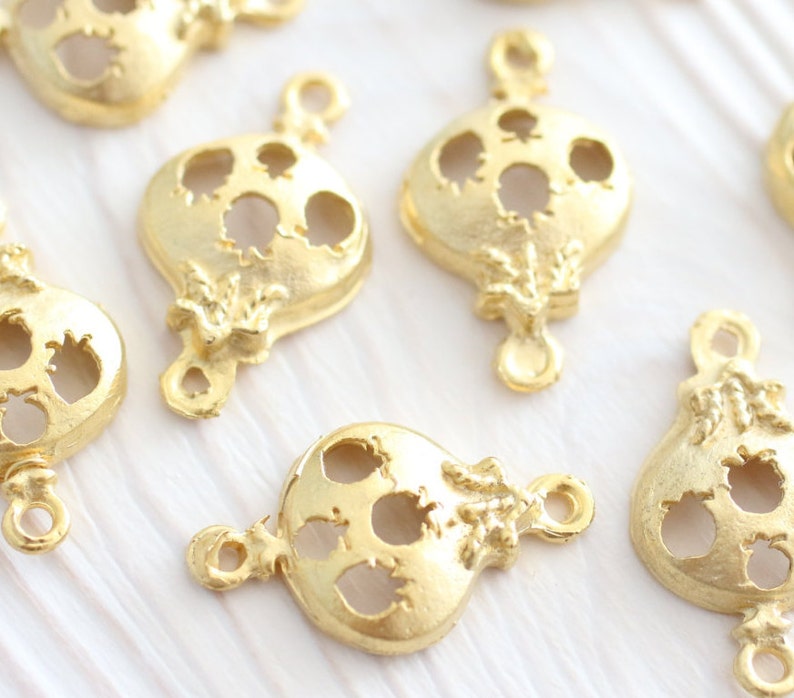 10pc gold pomegranate charm, connector gold, earring charms, pomegranate, fruit charms, dangles, bracelet connector, matte gold, cut out image 4