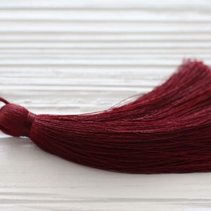 Extra large burgundy tassel, red wine, door knob, pillow tassels, silk tassel, jewelry tassels, plum, mala tassel, decorative tassels, N59 image 2