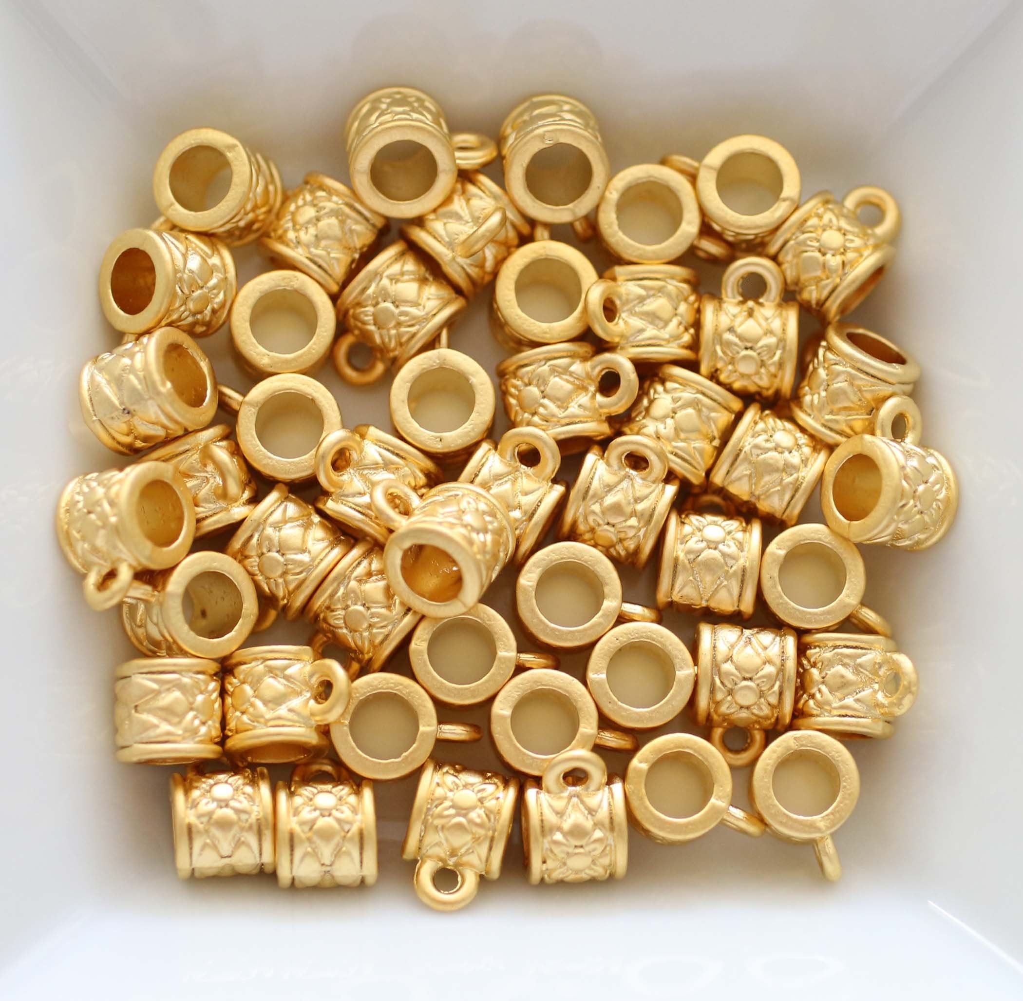 2pc matte gold bail, pendant bails, gold bails, metal spacer beads