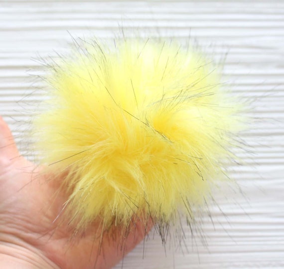 Yellow pom pom, 5" faux fur pom poms for hats keychains purses bridal shower slippers decor, beanie pom pom, large pom pom, home decor, N3