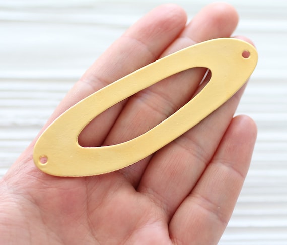 Necklace pendant connector, organic shaped, large gold connectors, oval bar connector, flat pendant, necklace bar, ellipse connector