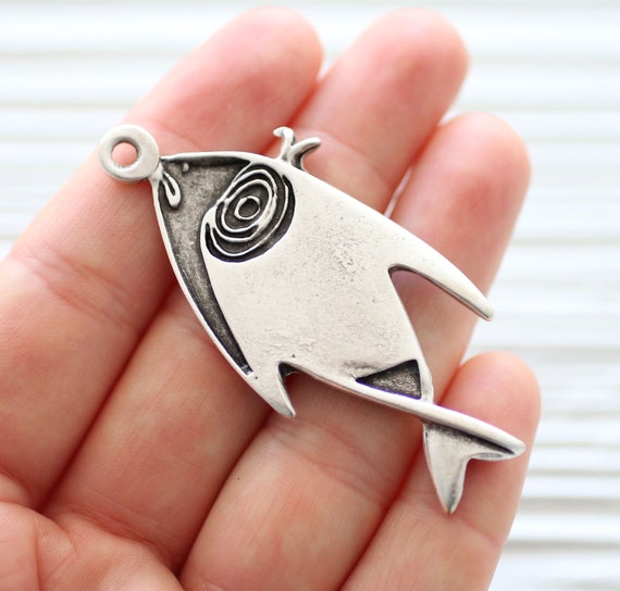 Fish pendant silver, sea pendant, contemporary big fish pendant, large animal pendant, silver fish, large fish, cute fish dangle pendant