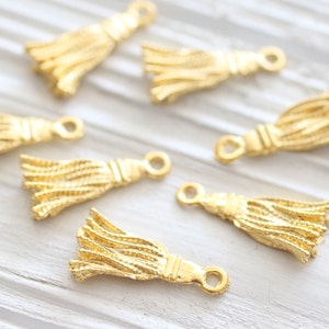 5pc gold tassel charm, bracelet charms, earring charms, gold tassel, gold dangles, metal charms, gold charms, metal tassel pendant image 4